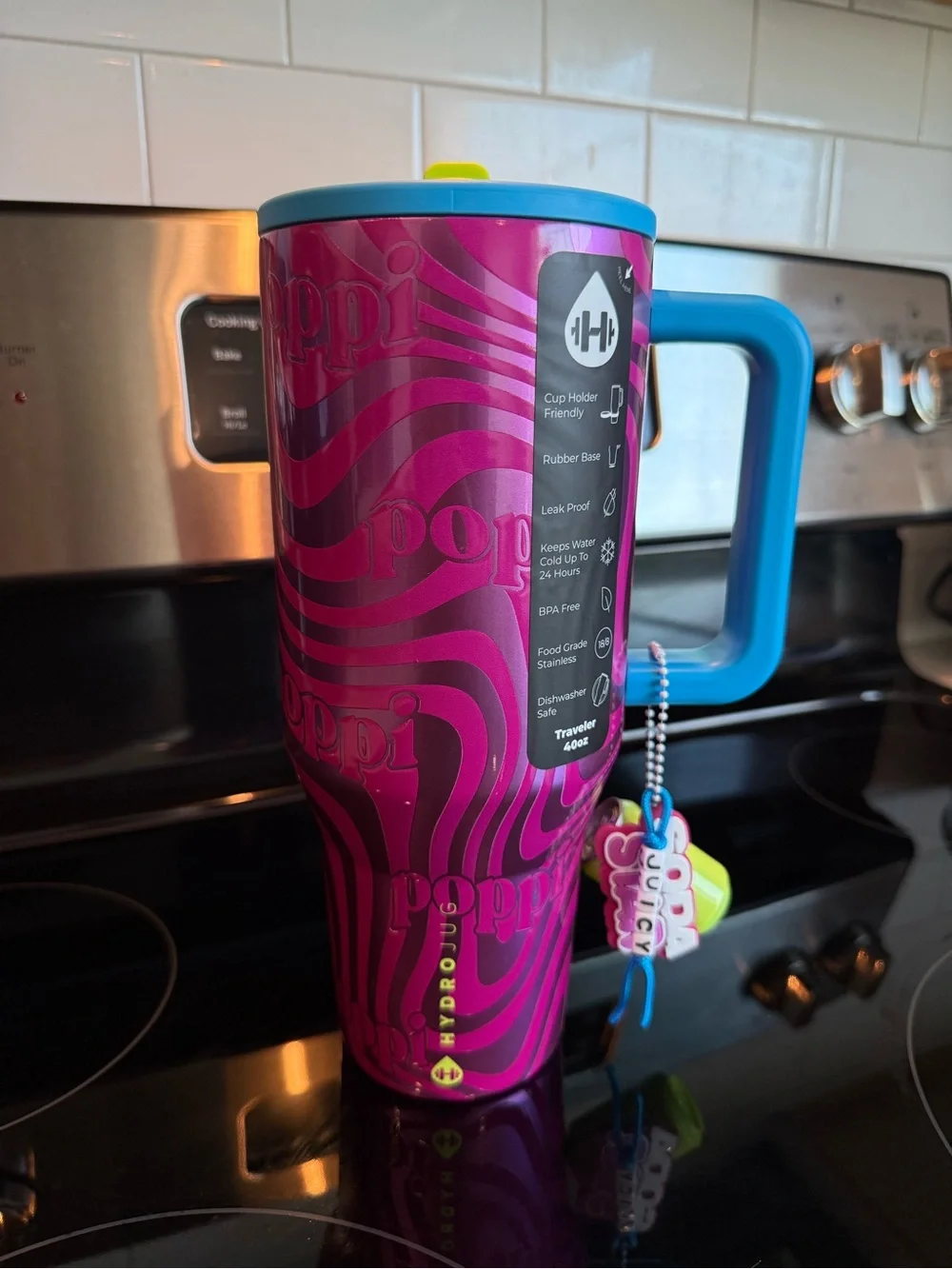 Poppi x HydroJug Pink Swirl with Blue Handle